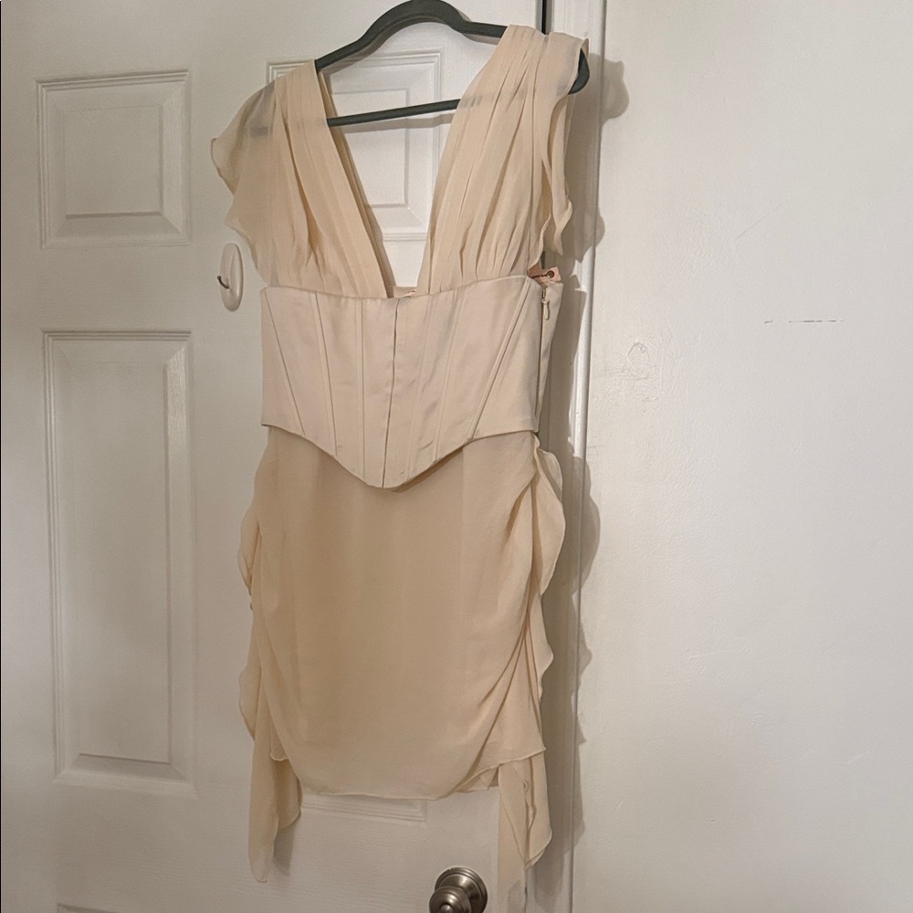 Draped Corset Mini Dress in Ivory